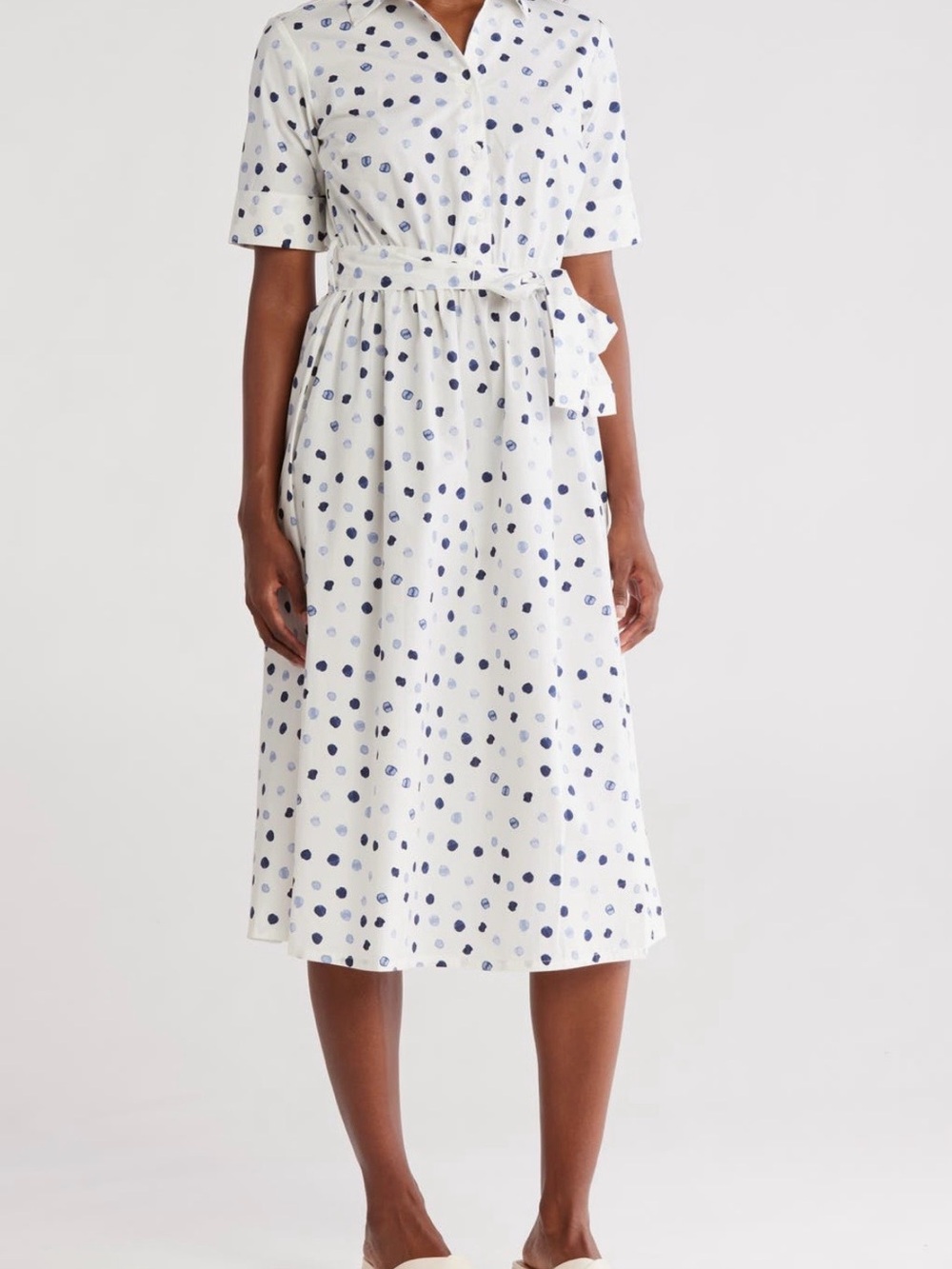 Brand new DKNY tie waist cotton Short Sleeve Long shirtdress Size 14